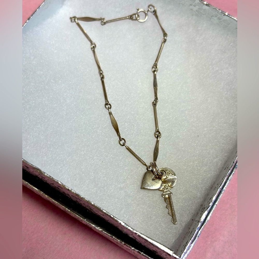 925 Silver Heart and Key Bracelet